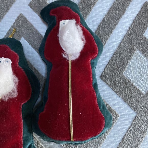 Woof and Poof Velveteen Christmas Santa Ornament Stuffed  7” VTG 1994 Handmade - Picture 5 of 5